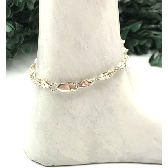 Vintage Style Sterling Silver Twisted Rope Bracelet With Lobster Clasp 6.5" - Picture 4 of 4